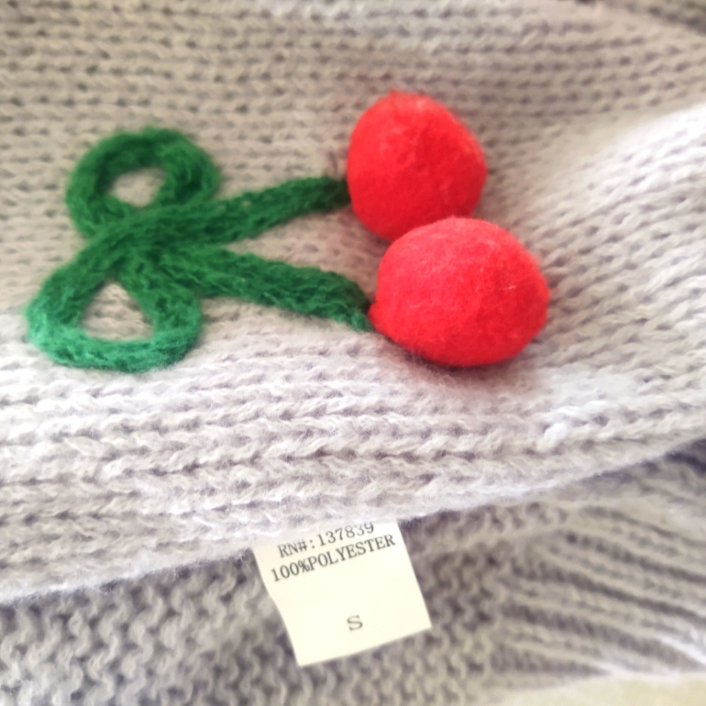 NWt 🍒 CherrY PoM•PoM Sweater~ by Luna Ivy Size: S - Picture 7 of 8